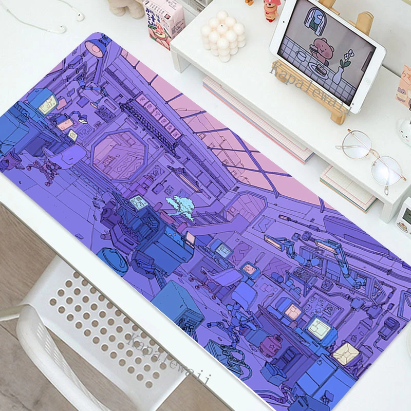 Tapis de souris de jeu Pixel Art, média, ordinateur portable, Gamer, arc-en-ciel, polymères, grand, Anime, clavier, bureau Kawaii, 900x400