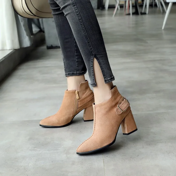 Big Size 9 10 11-16 boots women shoes ankle boots for women ladies boots shoes woman winter Pointed pure color