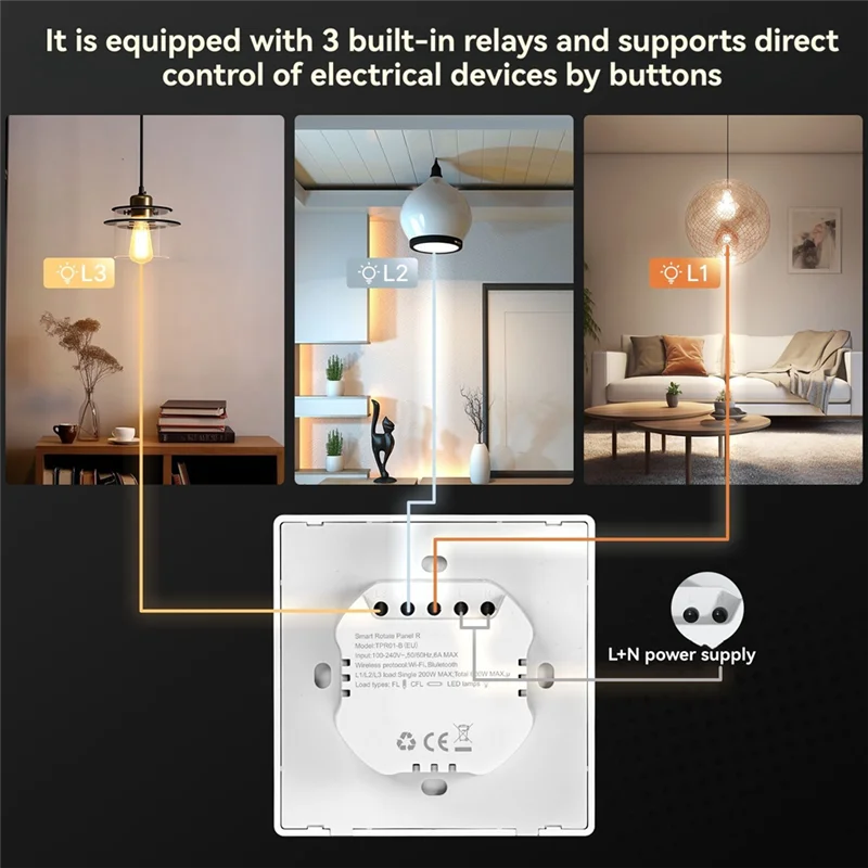 Tuya Wifi Smart Knob Zentrale Steuerung Bildschirm Touch Drehen 3 Relais 4 Tasten Programmierbare Szene Switch RTOS Neue System