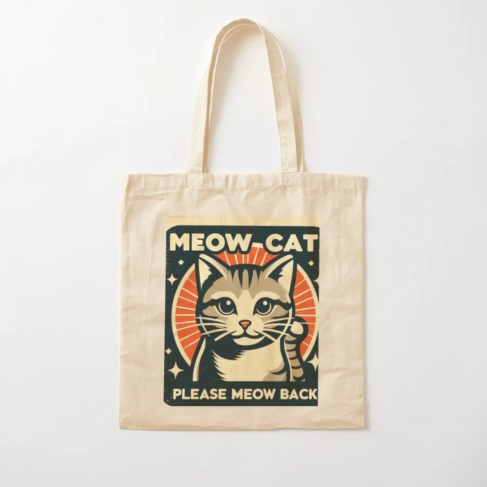 

meow cat please meow back baby lasagna eurovision 2024 croatia Tote Bag Women's shopper bag Canvas Tote Bag