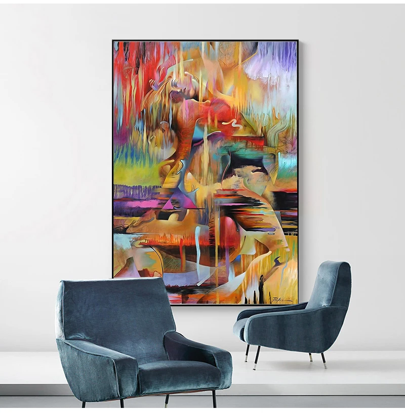 Women Poster Canvas Figure Wall Art Pictures Modern Home Decoration for Bedroom Unframed Handmade Abstract Woman Canvas Painting