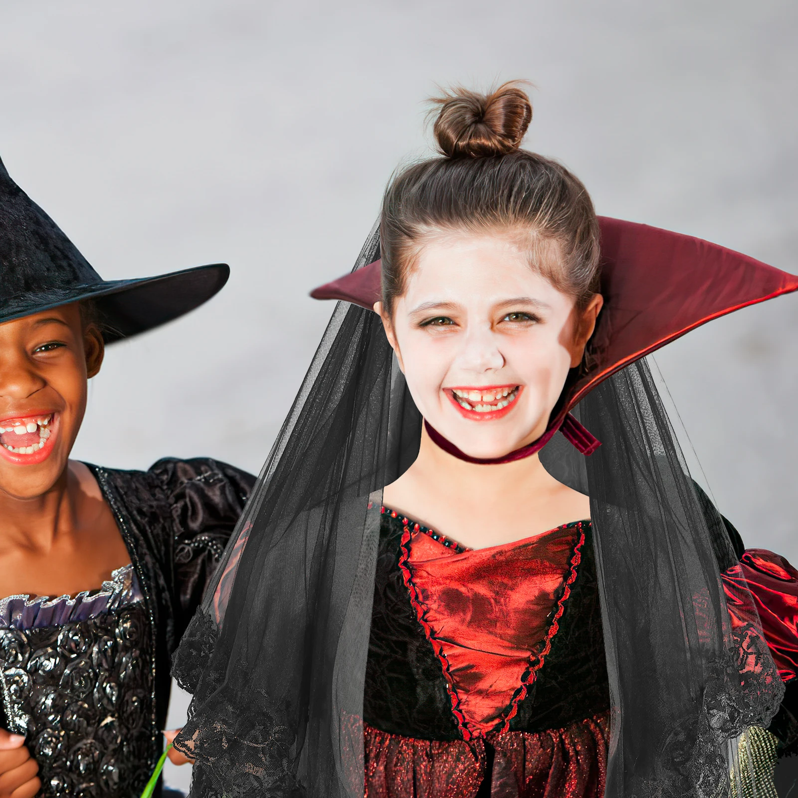 

Black Lace Long Wedding Veil Bride Embroidered Soft Tulle Lace for Halloween Cosplay Photography Party Costume Accessory