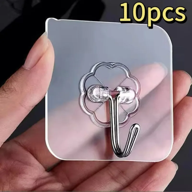 Selbstklebende selbstklebende Wandhaken, robust, transparent, nahtlos, Haken, Schlüssel, Badezimmer, Dusche, Outdoor, Küche, Tür, Zuhause