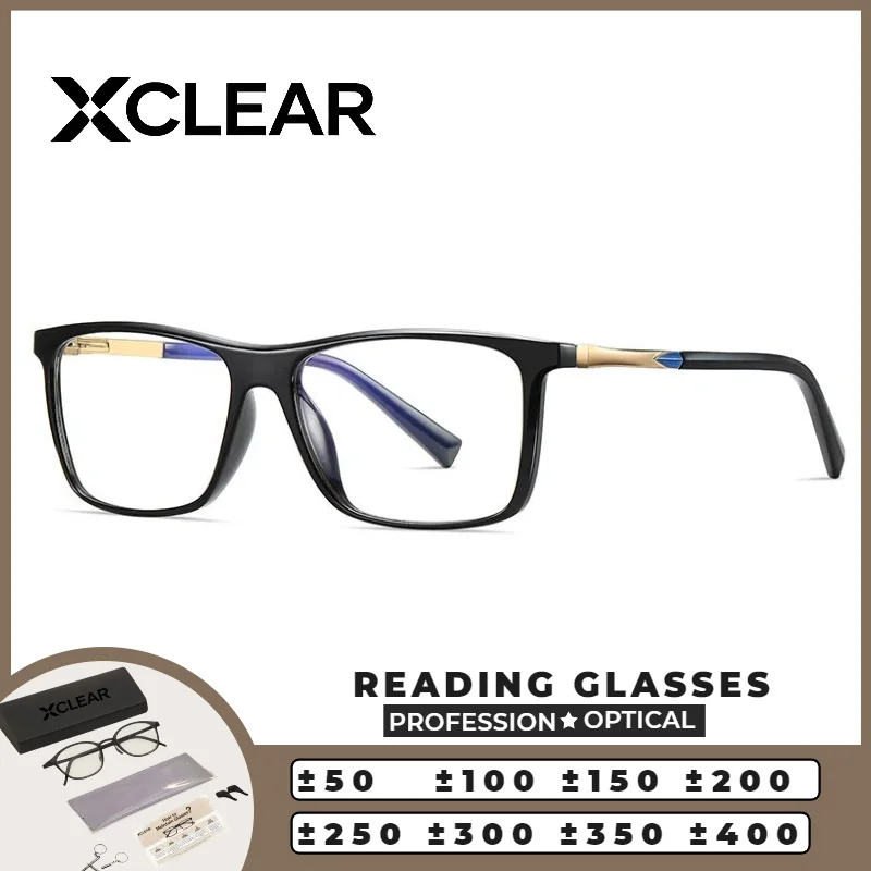 

Xclear Light Durable Classic Full Rim Rectangle Reading Currents Anti Blue Ray Vintage Progressive Prescription Optical Eyewear