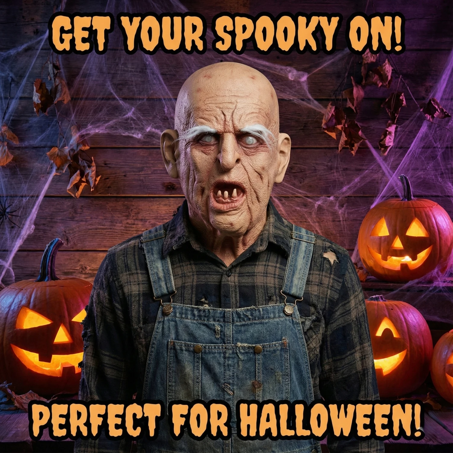 Realistische Old Man Zombie Latexmaske Gruseliger Opa Faltige Eldermaske mit spärlichen Zähnen Weiße Augenbrauen Gruselige Horror-Kopfmaske