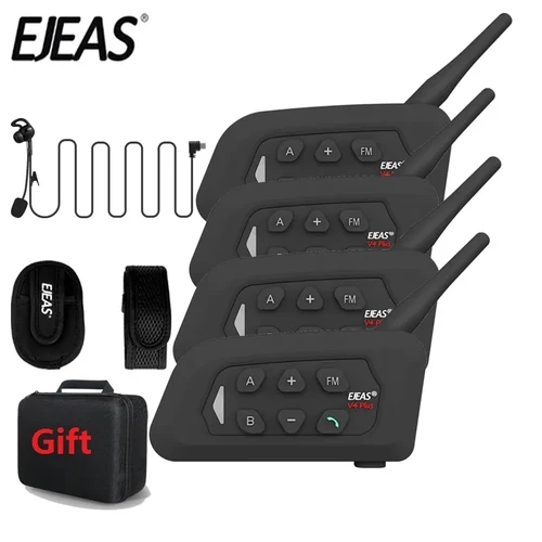 EJEAS V4C Plus árbitro de fútbol intercomunicador auriculares 1/2/3/4 grupo 1500M Bluetooth comunicación Duplex completa fútbol balonmano Hockey