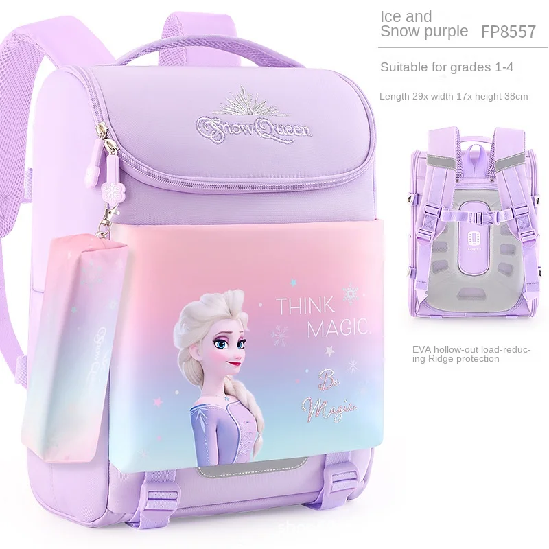 Disney Frozen Girl School Bag Grade 1-3 Elsa Anna Primary Student Shoulder Orthopedic Backpack Large Capacity Light Mochilas