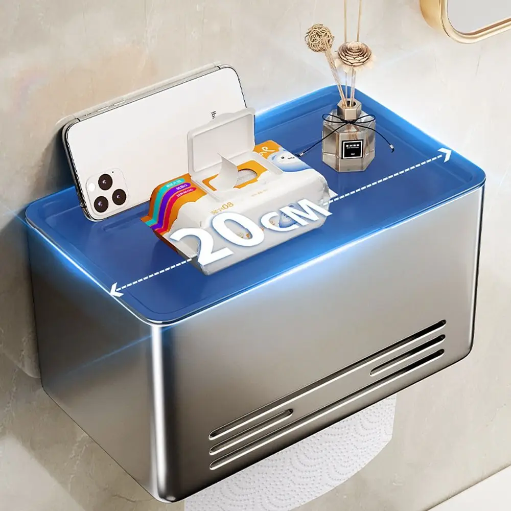 

Прочный держатель для салфеток без перфорации, алюминиевый настенный ящик для хранения салфеток, многофункциональная стойка для рулонной бумаги, бытовая