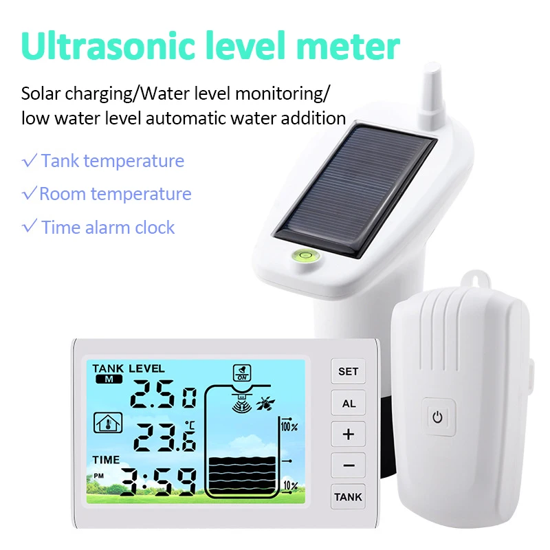 Indicatore di livello ad ultrasuoni serbatoio del liquido dell\'acqua Monitor della temperatura di profondità indicatore di livello dell\'acqua di