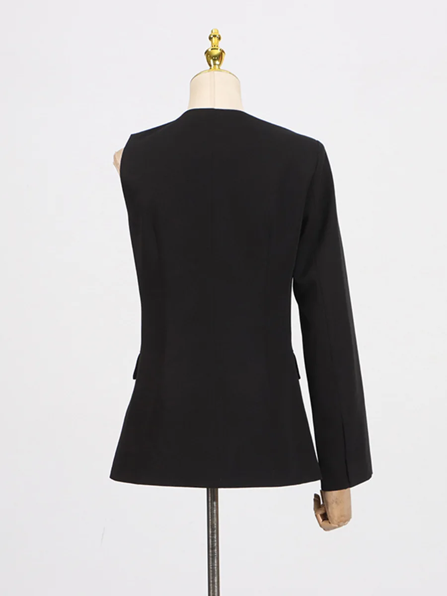 Tannt Damen-Hosenanzüge, 2022, modisch, V-Ausschnitt, eine Schulter, unregelmäßiger Blazer, Mantel, hohe Taille, lose lange Hosen, zweiteilige Sets