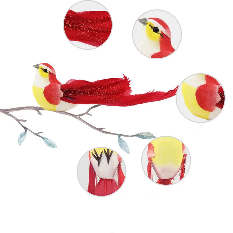 1PCS Hot Artificial Bird Foam Feather Colorful Miniature Tit Craft Birds Artificial Sparrow Emulation Garden Decoration Model