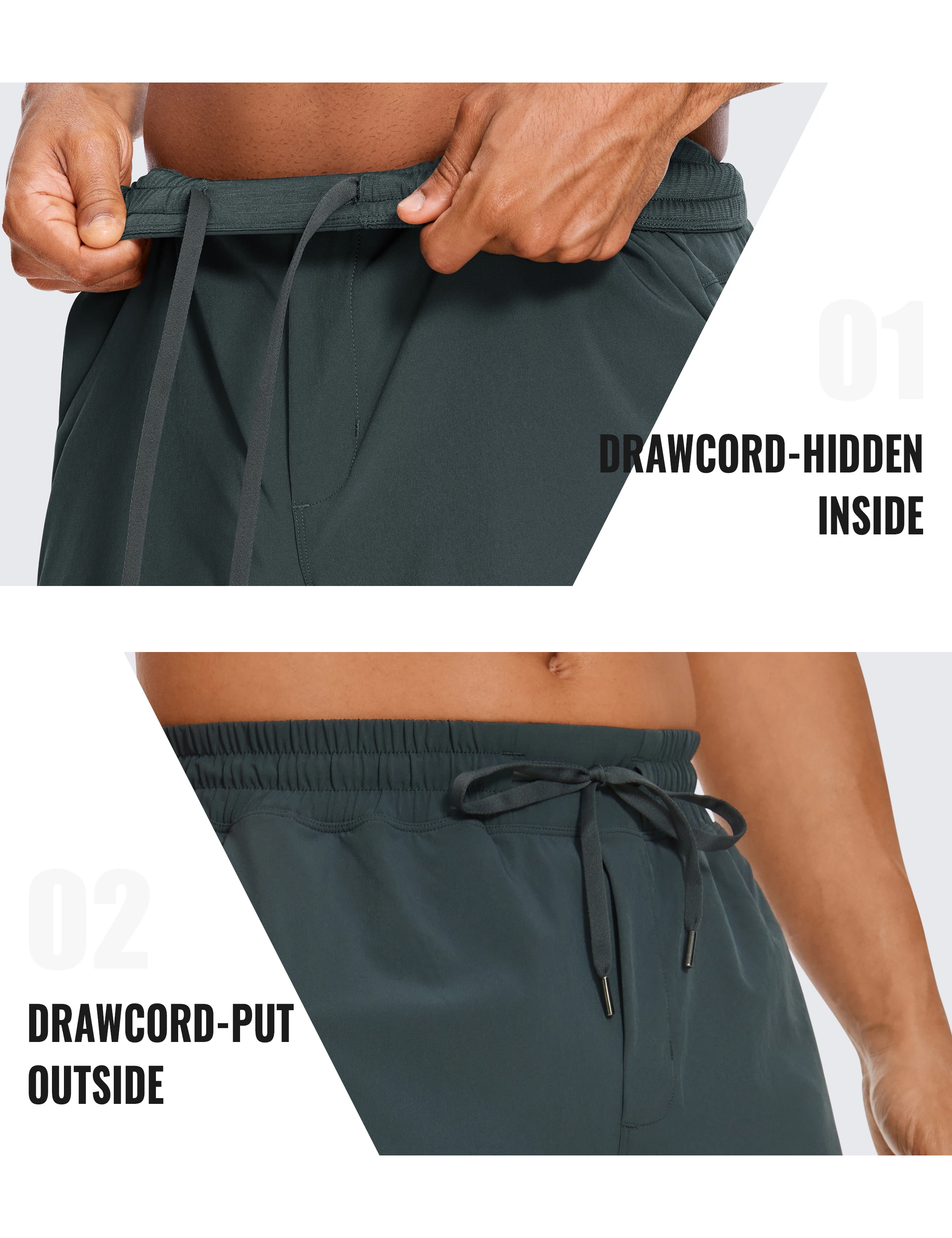 CRZ-pantalones cortos de YOGA para hombre, 2 en 1, para correr, con forro de-5 pulgadas, de secado rápido, para entrenamiento, deportivos, atléticos, con bolsillos