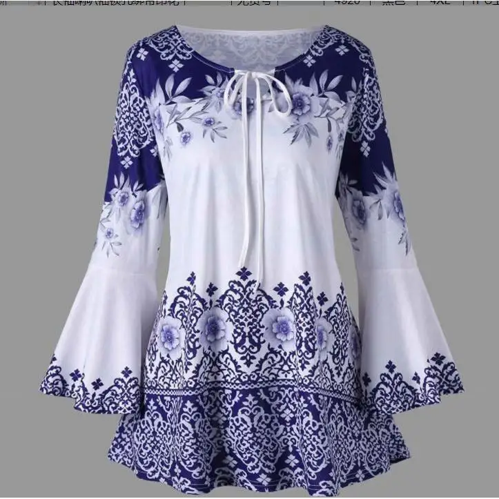 

Women's Printed Long Flared Sves T-irts with Straps Briti Sle Loose Fit Polyester 3D Effect Spring 2023 Faion