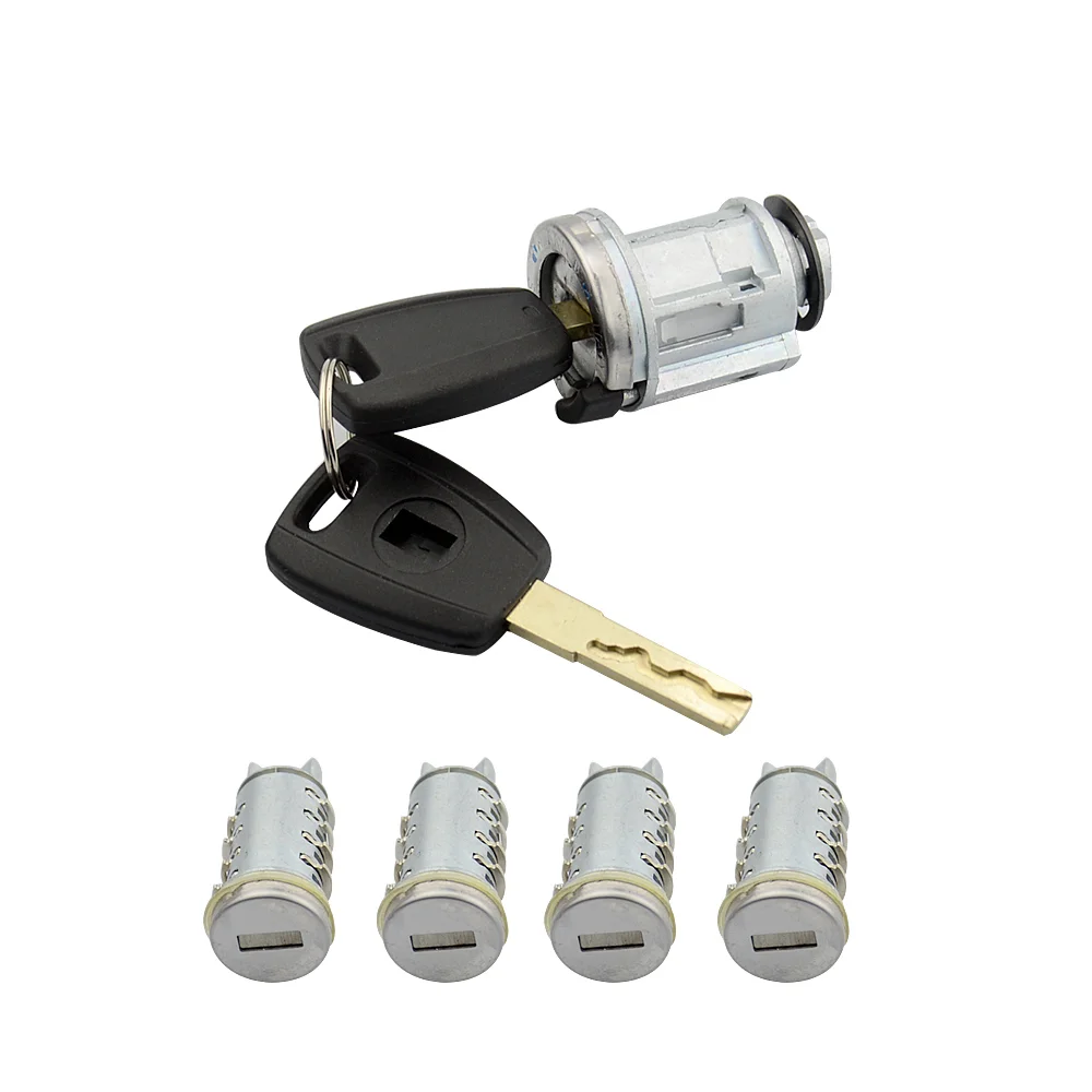 CHKJ Car Ignition Lock Set Switch Door Lock Barrel Cylinder Set For Fiat Doblo Cargo Panda Punto SIP22 Blade