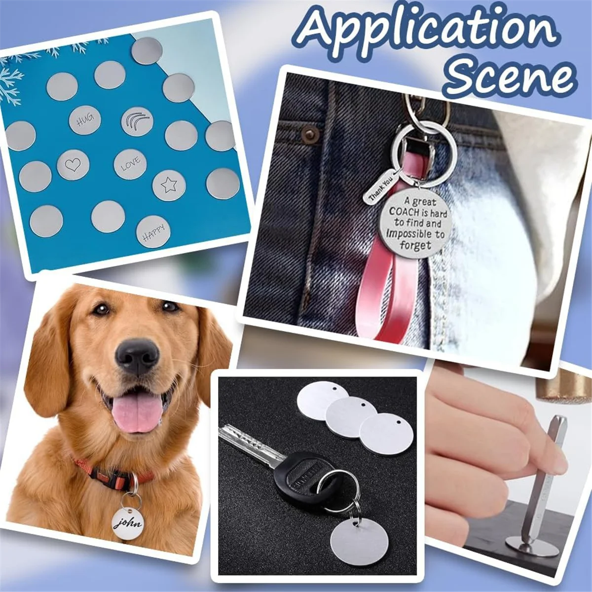 A79G 1 صندوق 40 قطع الفولاذ المقاوم للصدأ المطبوعة أقراص فارغة السائبة DIY بها بنفسك مجوهرات الحرفية اسم العلامات قلادة أقراط النقش المورد