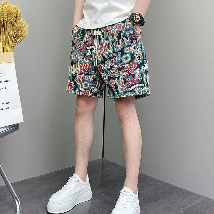 

Men Women Vintage Drawstring Shorts Summer Loose Fit Streetwear 5 Inch Casual Beach Pants Hip Hop Skater Short Trousers