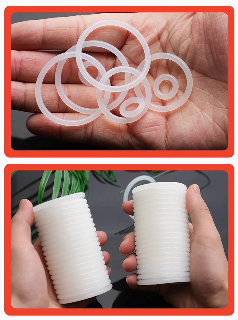 CS 2.4/3.1/3.5/4/5mm OD 8~50mm Silicon Rubber O-Ring VMQ Translucent Heat-Resistant Nontoxic Waterproof Round Shape Flat Gasket