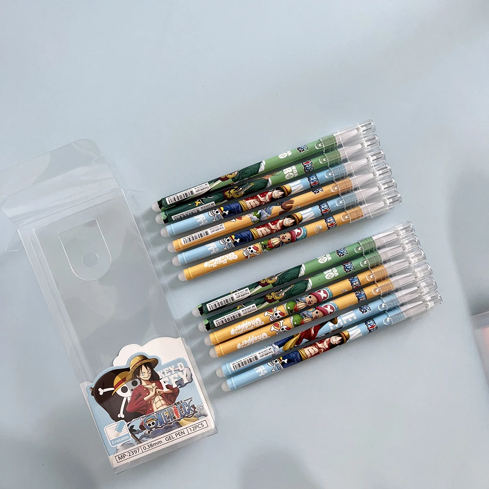 6/12/24Pcs Anime One Piece Erasable Blue Pen Student Exam Game Anime Cartoon Characters Stationery Learning Supplies Gifts view 6
