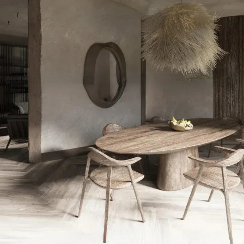 Mesa comedor color mara natural, mesas comedor, sillas, muebles mesa comedor largos ovalados para el hogar
