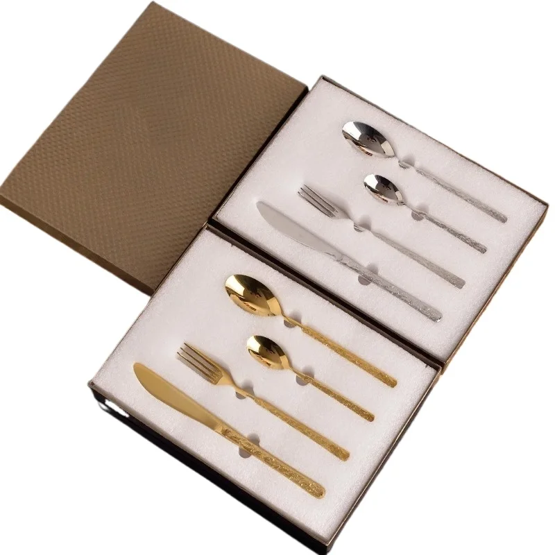 

04 Stainless steel western tableware, knives, forks and spoons, high-end products 4-piece gift set