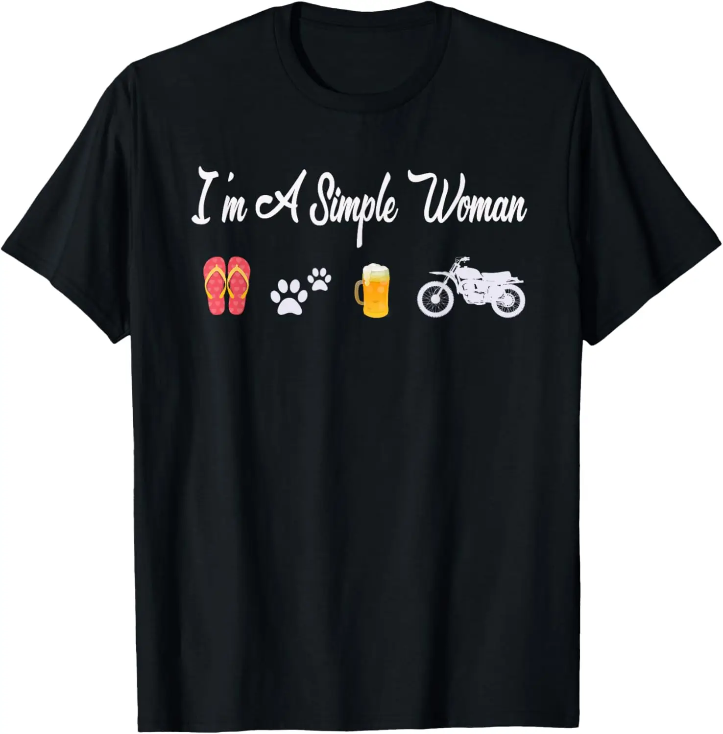 

I'm A Simple Woman Flip Flops Beer Motorcycle T-Shirt T-Shirt