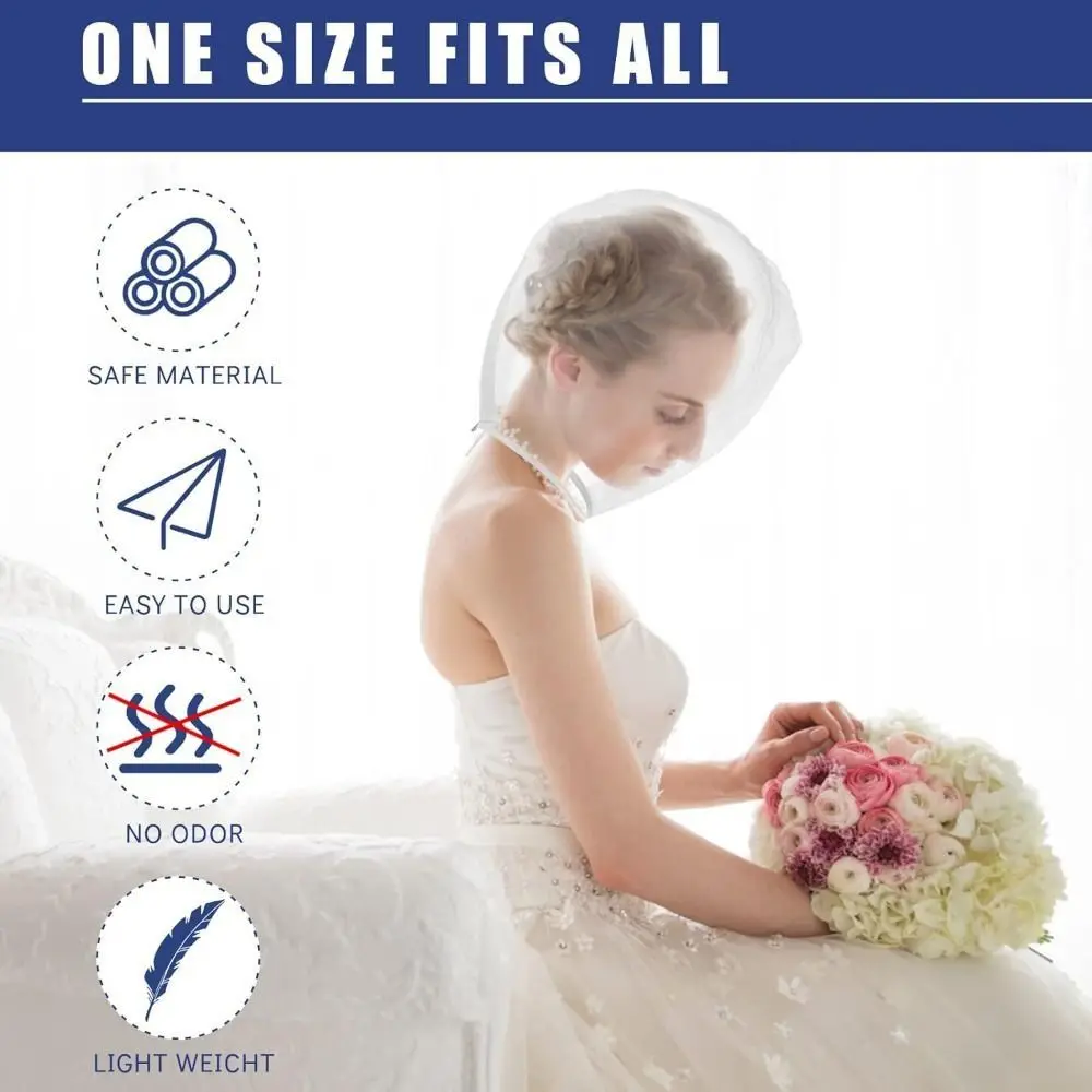 Breathable Face Makeup Protector Hood Zipper Closure Washable Single Party Face Cover Soft No Odor Bridal Face Cover Cap