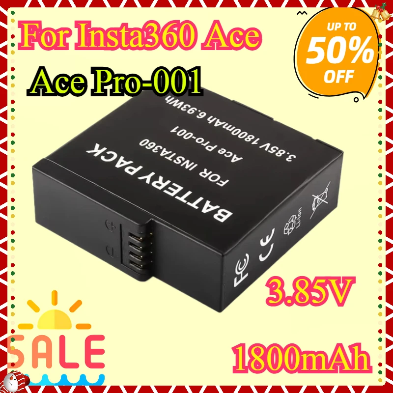 

Camera battery 2 packs 1800mAh with dual fast charging hub suitable for Insta360 Ace Pro batteries