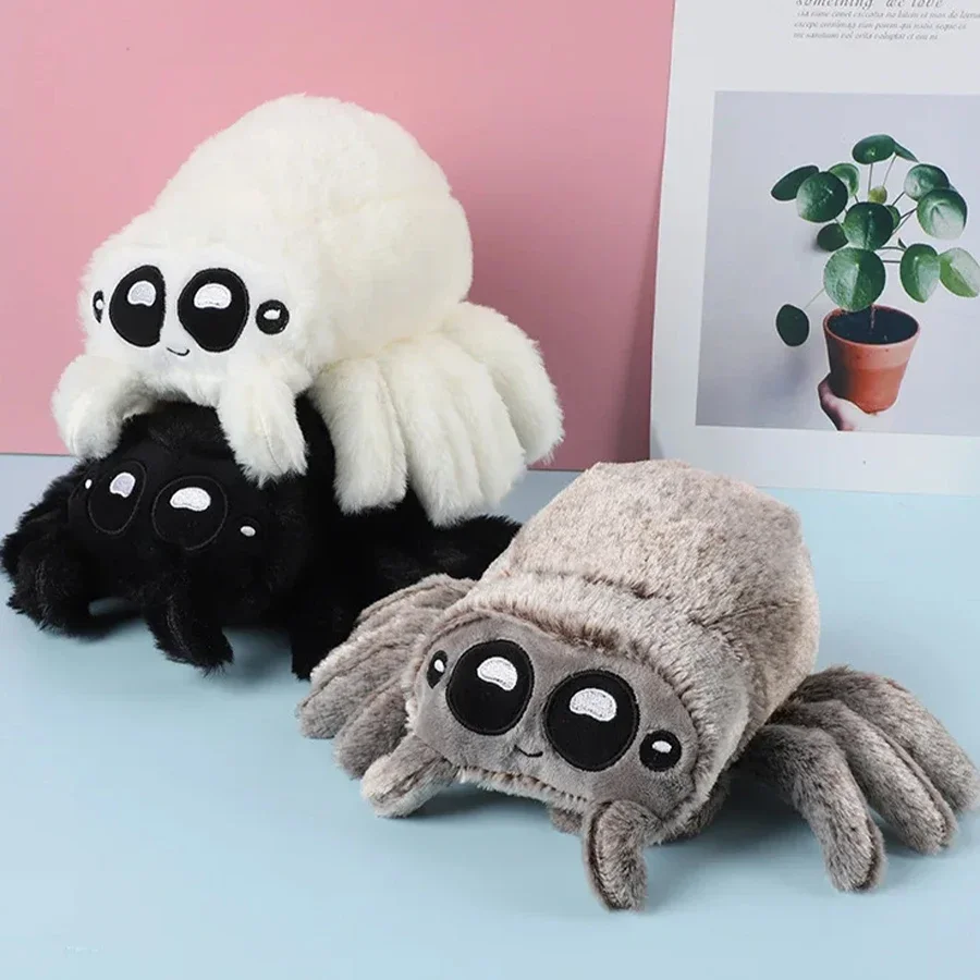 1pc lucas amigo aranha brinquedo de pelúcia kawaii preto branco aranha boneca decoração para casa travesseiro macio recheado presentes do dia das bruxas brinquedo para criança