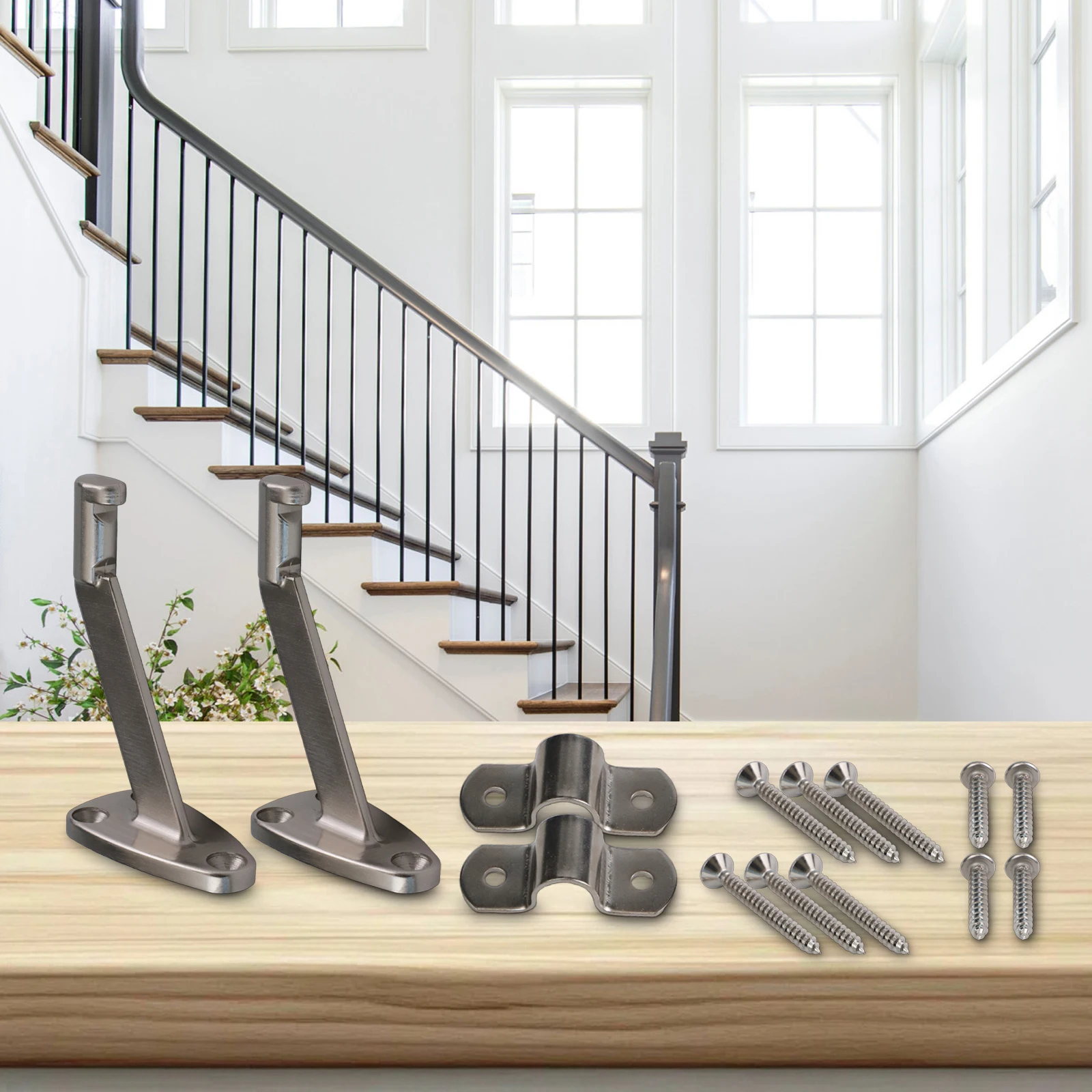 Aluminum Alloy Bracket Designed For Wall Mounted Stair Handrail And Guardrail Hook Integration With Functional Geometry