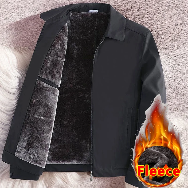 Thick Fleece Warm Men\'s Winter Jacket Windbreak Jacket Men Windproof Men\'s Winter Coat Blazer Autumn Casual Business Coat L-3XL