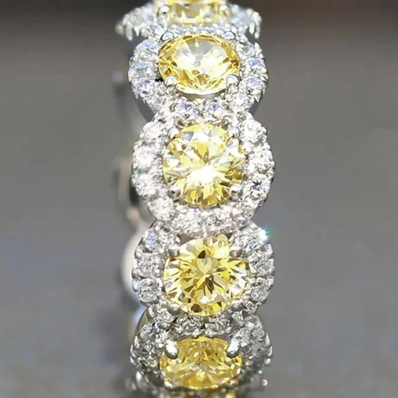 Huitan Funkelnde Zirkonia Versprechen Ringe für Frauen Hochzeit Verlobung Bands Silber Farbe Neue Moderne Mode Weibliche Schmuck – Detail 15