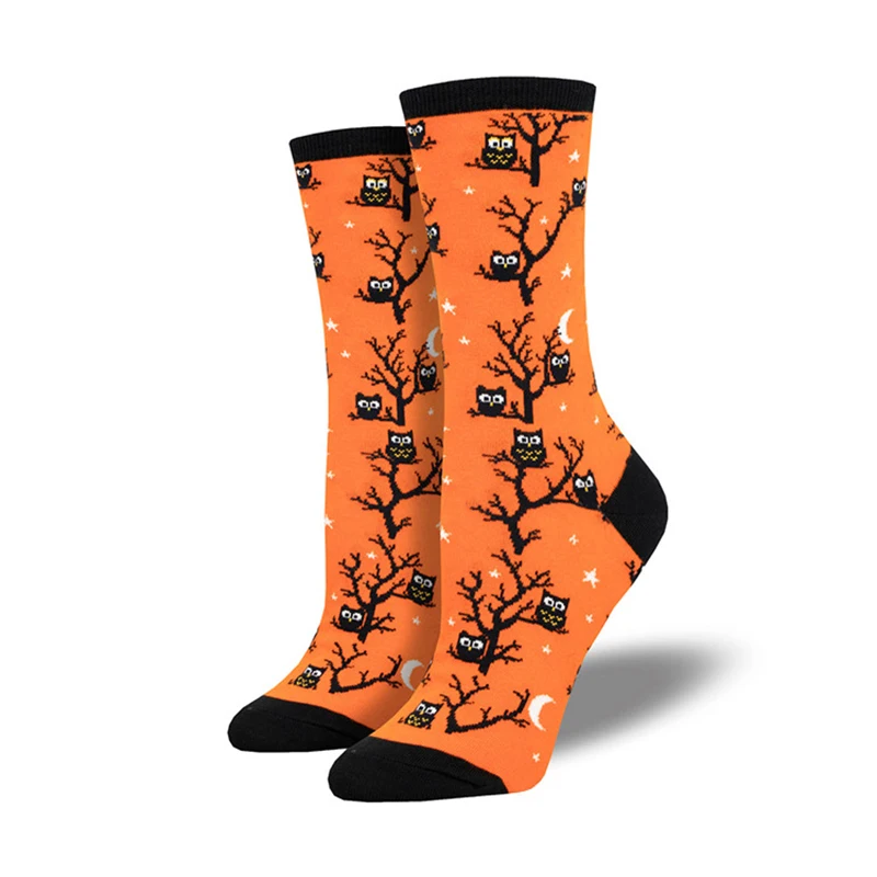 12 Styles Halloween Cartoon Pumpkin Owl Unisex Crew Socks Women Men Novelty Cotton Creative Halloween Party Socks Couple Gifts