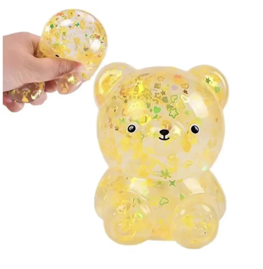 Squeeze cute bear colored glitter toy fun adult anxiety release soft pressure through balloon party pressure release child gift