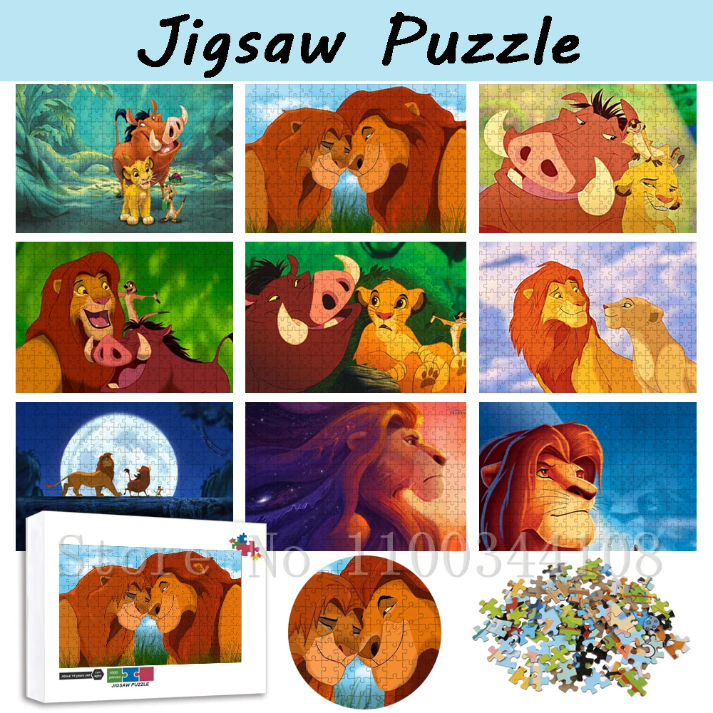 300/500/1000 Pieces Disney Movies Jigsaw Puzzles The Lion King Simba Nala Wooden Puzzles for Children Education Toys Unique Gift