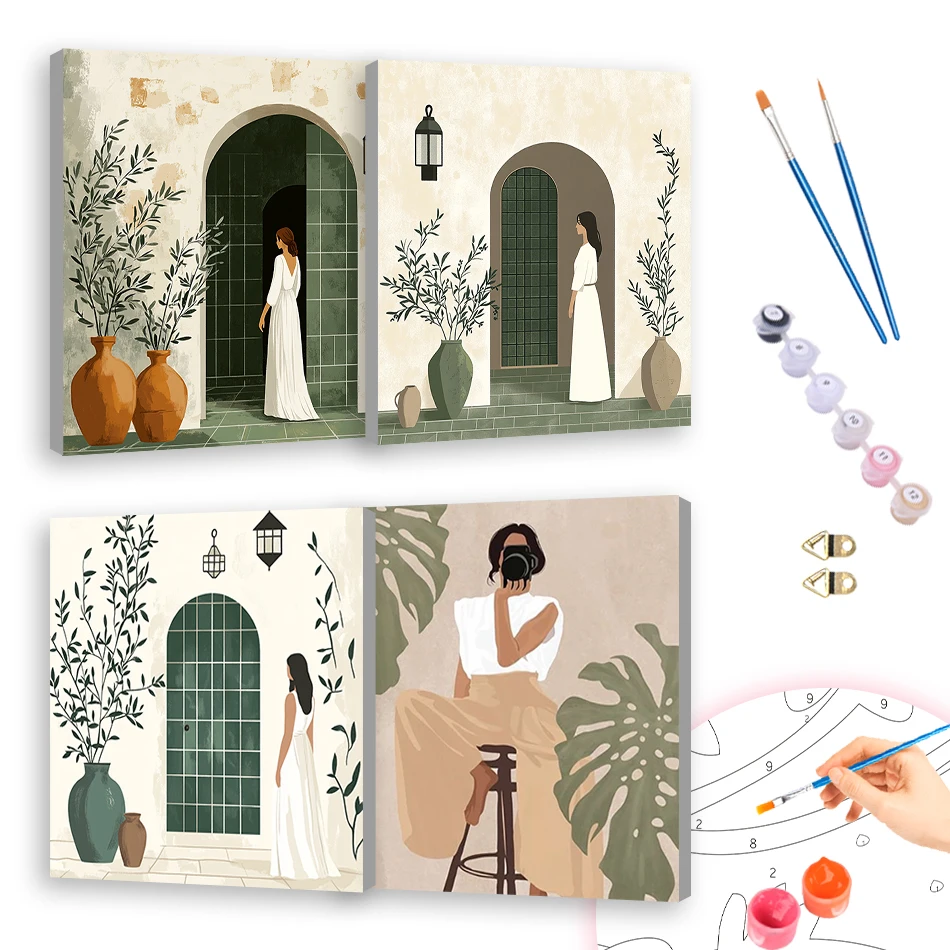 

RUOPOTY Oil Painting By Numbers 20x20cm ready Frame Abstract Women's Back Art For Beginner Acrylic Simple Decorative Paintings