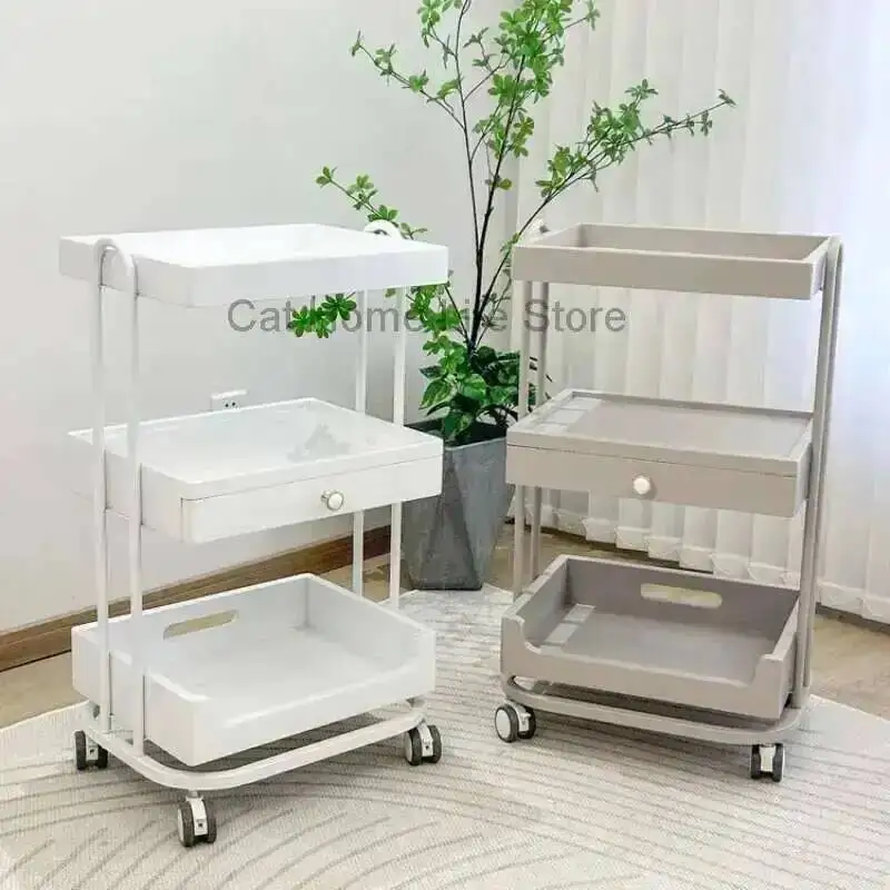 Trolley for Furniture Pink Nail Salon Beauty Organizers Trolleys Roulette Storage Car Support Aesthetic Ruedss Loading Gold Wood