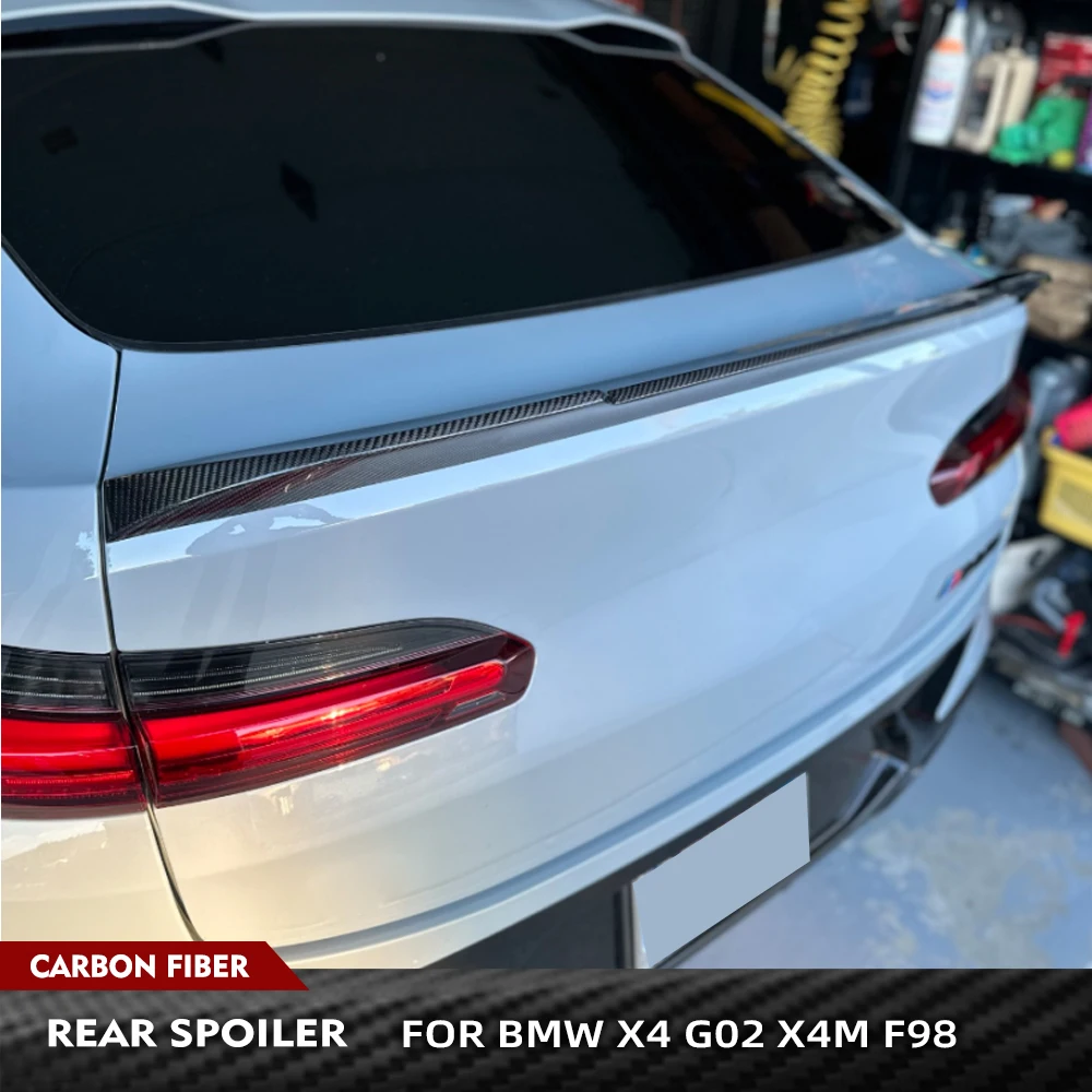 

For BMW X4 G02 X4M F98 2018-2022 Carbon Fiber Car Rear Trunk Racing Spoiler Wing Car Rear Trunk Boot Lip Wing Lip Spoiler