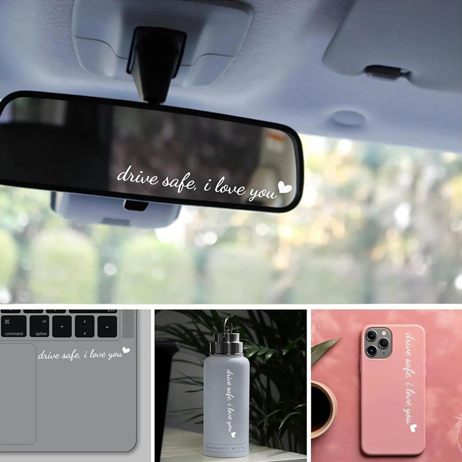 Car Rearview Stickers Drive Safe I Love You Interior Decoration Rear View Mirror Fashion Stickers Creative Sport PVC Vinyl Decal