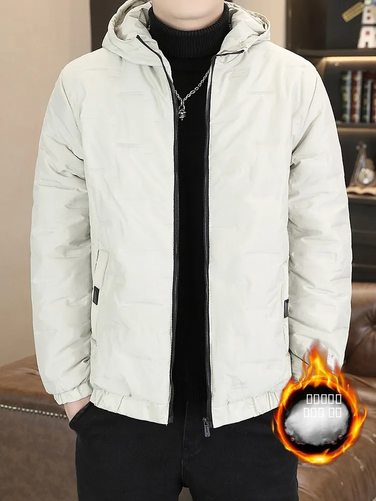

Мужская зимняя утепленная куртка из хлопка с капюшоном, модная осенне-зимняя молодежная куртка с длинными рукавами на молнии