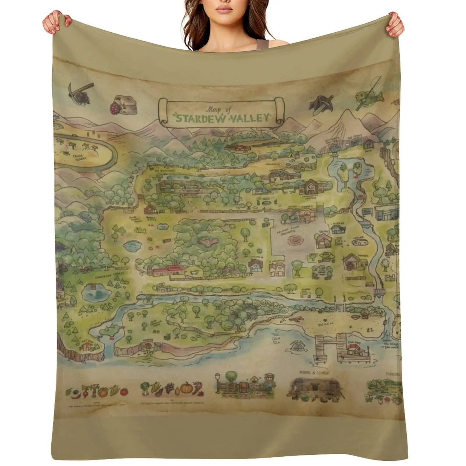 

Stardew Valley Map Throw Blanket Bed Designers Decorative Throw Weighted Blankets