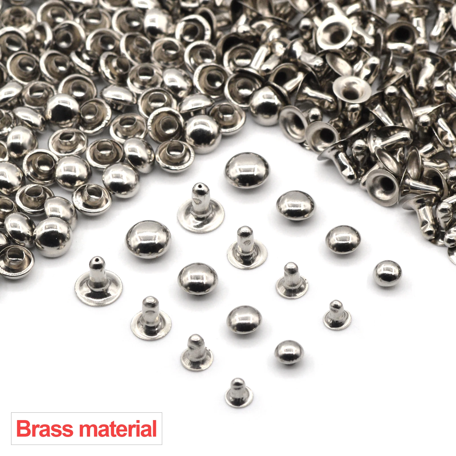 KALASO 100sets Brass Material Round Cap Rivet Collision Nail Spike Leathercraft Shoe Bag Belt Garment Bracelet Accessories