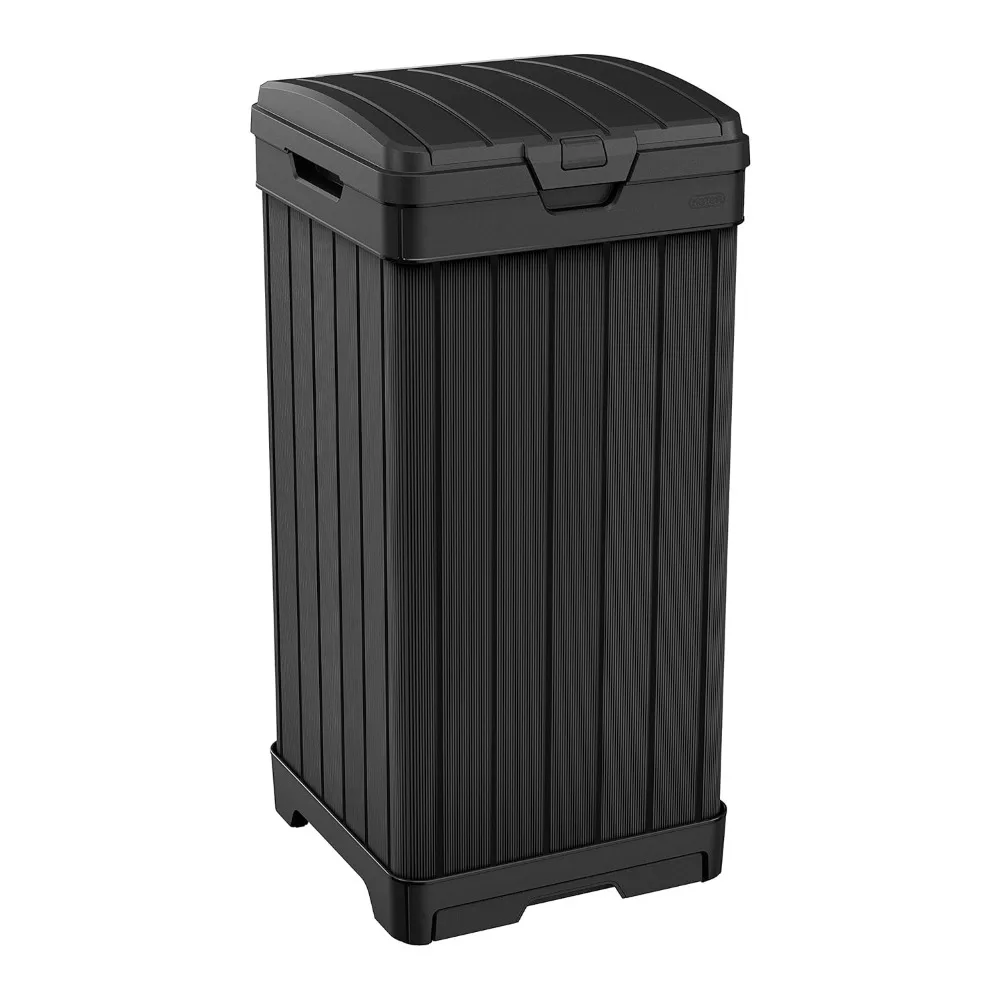 

Baltimore Resin 38 Gallon Outdoor Kitchen Trash Can with Lid and Drip Tray for Easy Cleaning-Perfect for Patio Dining, Black
