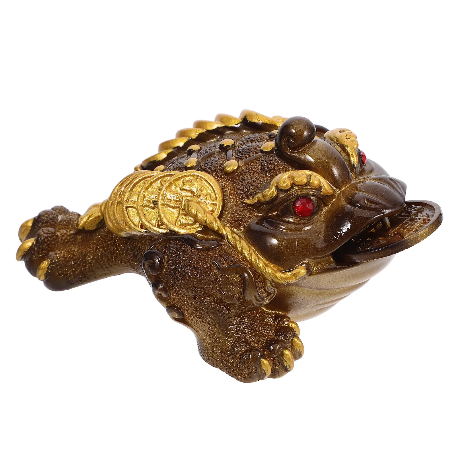 Golden Color Changing Toad Resin Feng Shui Money Frog Tea Pet Ornament Lucky Wealth Decor for Home Office Tea Ceremony