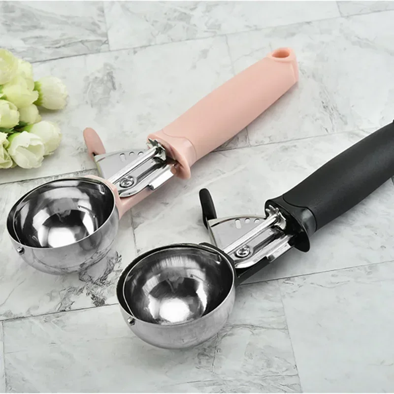 Ice Cream Scoop Stainless Steel Ice Cream Spoon Metal Icecream Cookie Scoop Melon Fruit Baller Ice Ball Maker Kitchen Tools