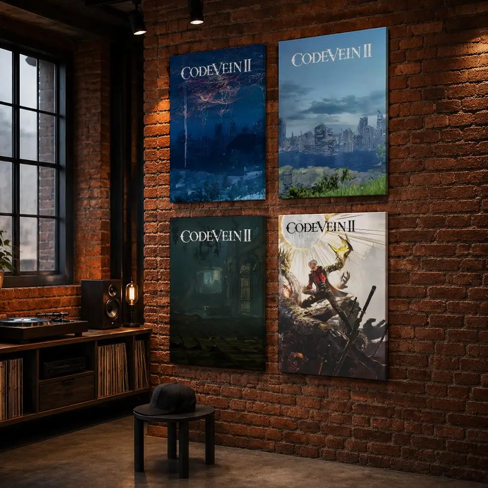 2video Game C-Code Vein II Framed Wall Painting Wood Canvas Poster For Living Room Bedroom Hallway Office Home Decor Gift