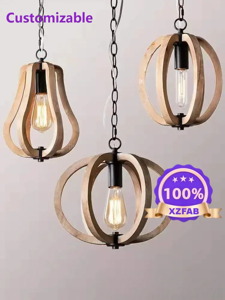 Factory Direct 2026 Cross-border special American country wood art small chandelier restaurant corridor dining bar bar staircase