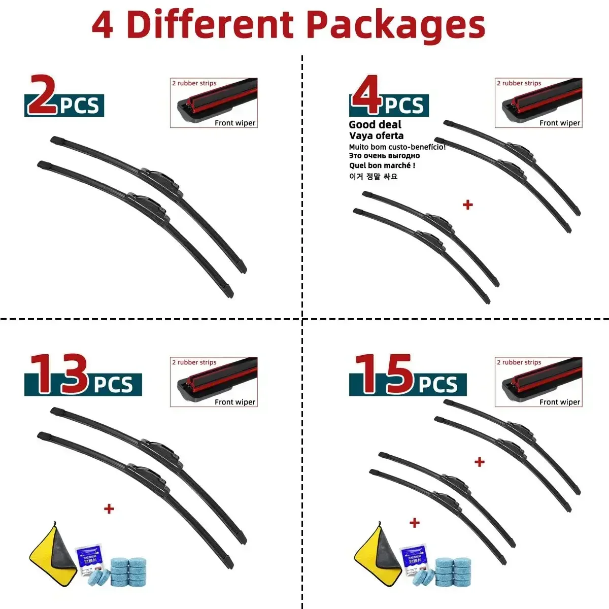 Double Rubber Car Wiper Blades for 2013-2020 Ford F150 F-150 Raptor LOBO XL XLT Front Rear Windscreen Windshield Wipers