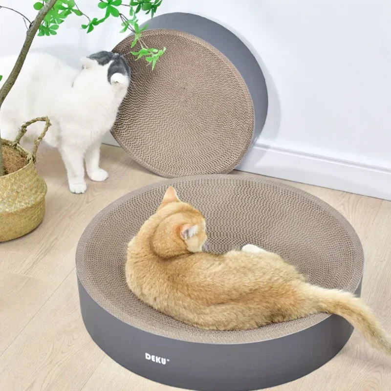 Oval Cardboard Cat Scratch Bed Cat Scratcher for Indoor Cats Round Kitty Scratching Pad Cat Bed Comfortable Pet Nest