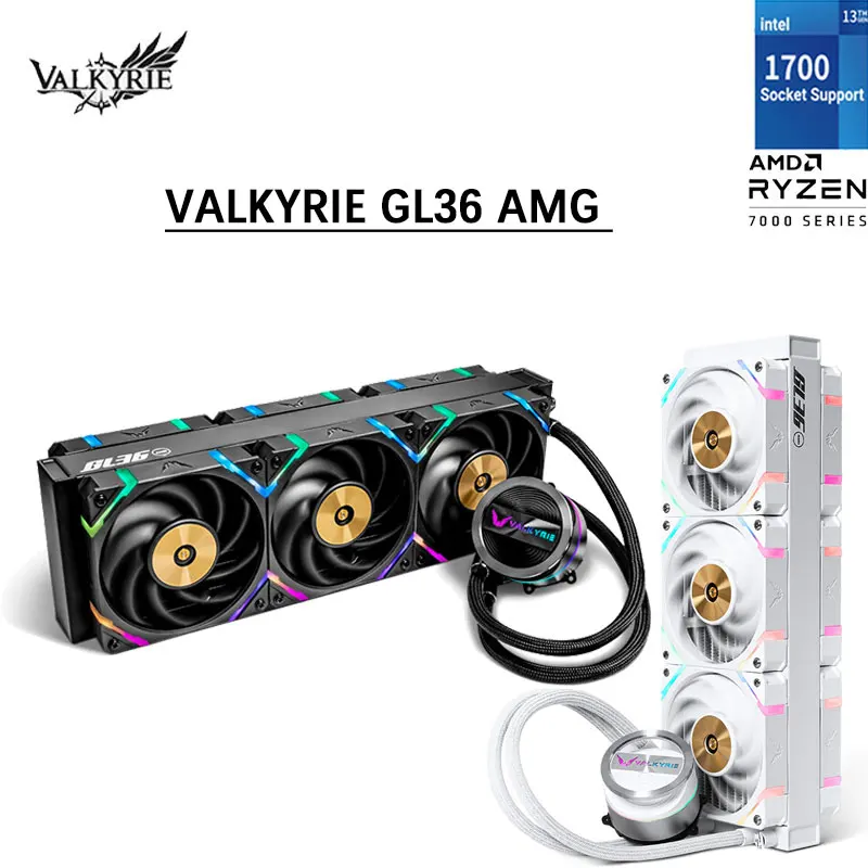 VALKYRIE GL36 AMG VK AIO chłodnica obsługuje LGA1700 AM5 38MM odpływ wody 6 * X12-3000 dodatnie i ujemne liście aluminiowa głowica zimna