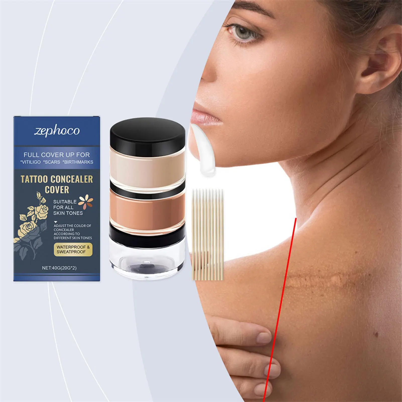 

Sweatproof Tattoo Concealer Covers,Waterproof And Durable Skin Concealer,For Dark Spots Vitiligo Scars,Light And Thin